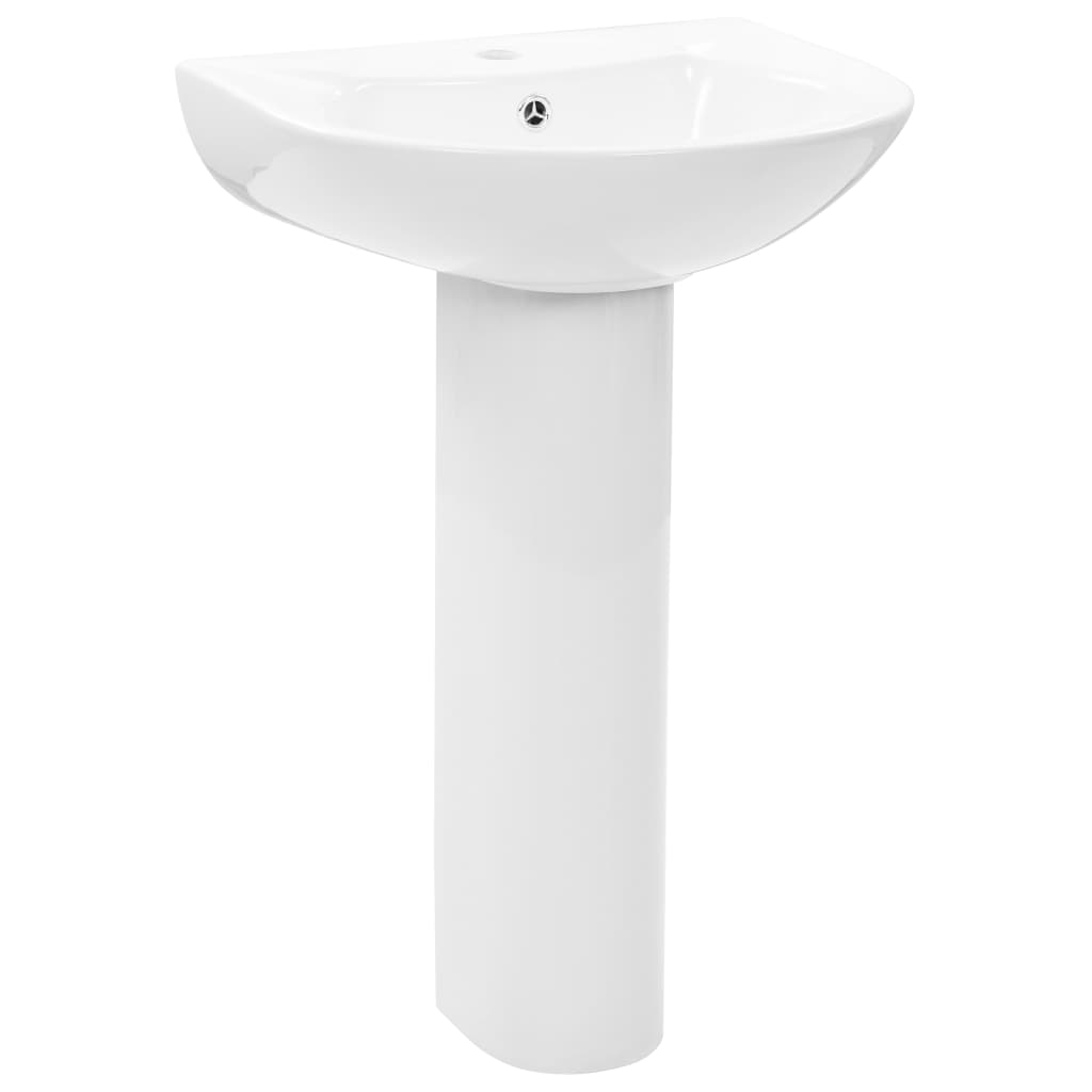 fritstående håndvask med piedestal keramik hvid 520 x 440 x 190 mm