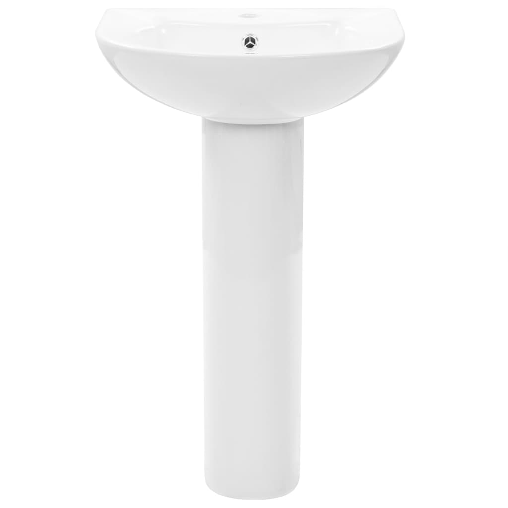 fritstående håndvask med piedestal keramik hvid 520 x 440 x 190 mm