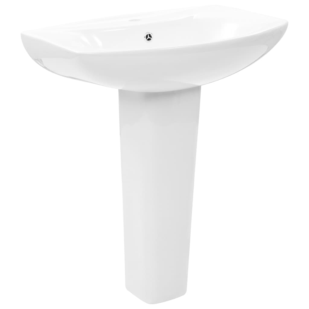 fritstående vask med piedestal keramik hvid 650 x 520 x 200 mm