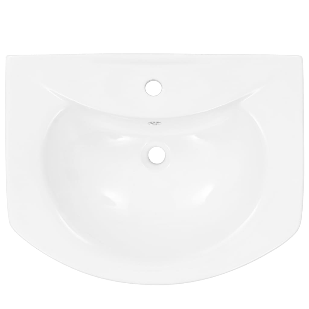 fritstående vask med piedestal keramik hvid 650 x 520 x 200 mm