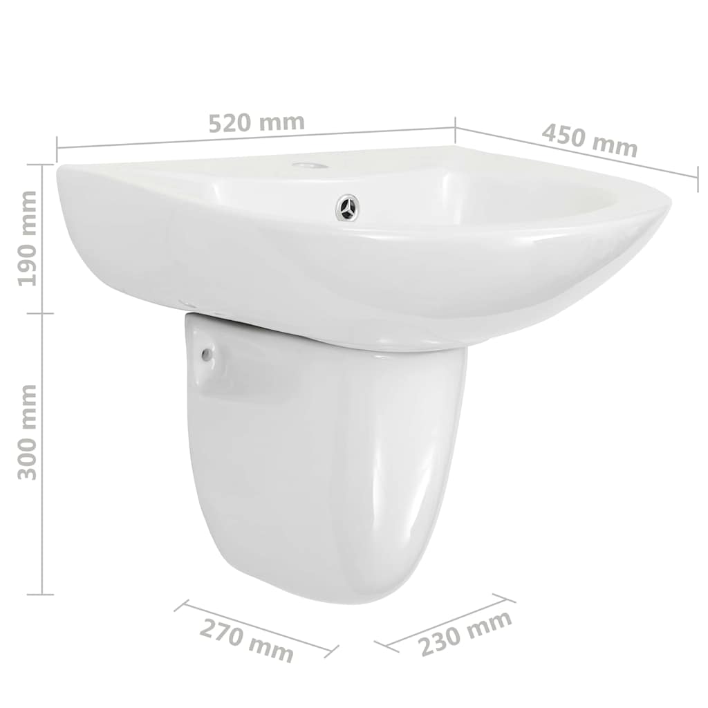 Vask Hvid 52 x 45 x 49 cm Glaseret Keramik