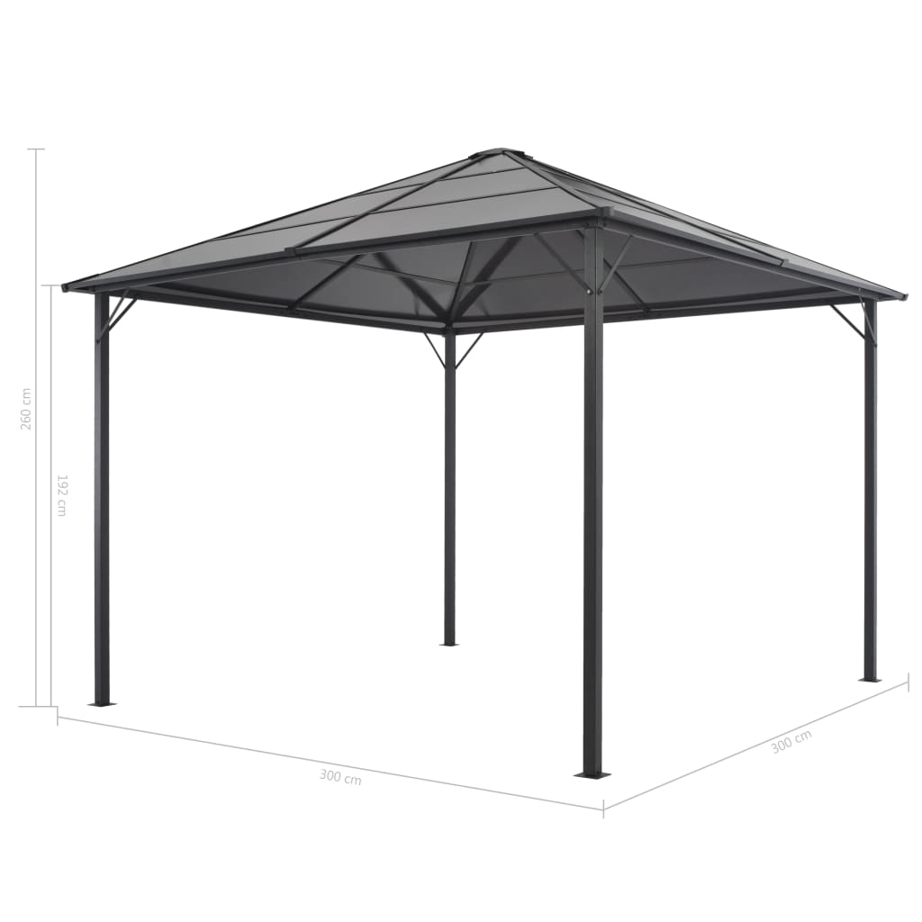 pavillon med gardin aluminium 3 x 3 m sort