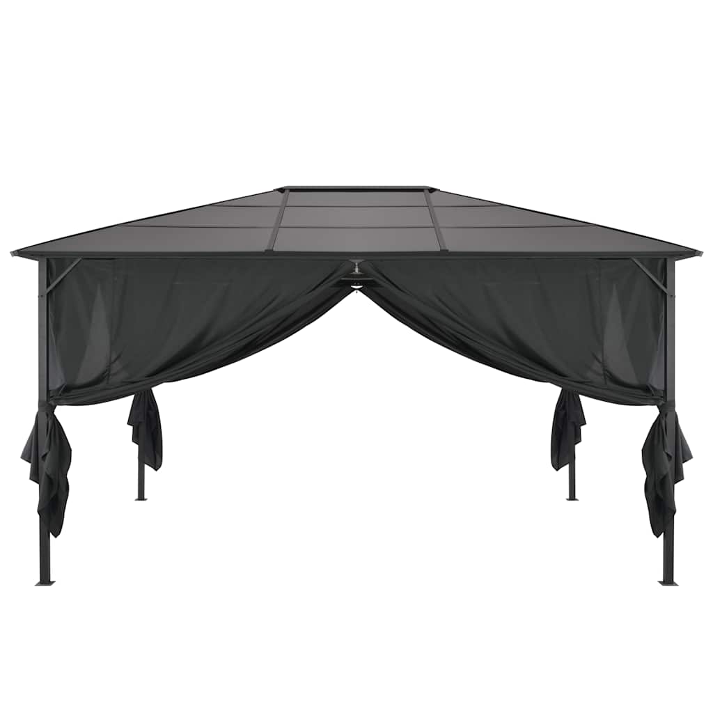 pavillon med gardin aluminium 4 x 3 x 2,6 m sort