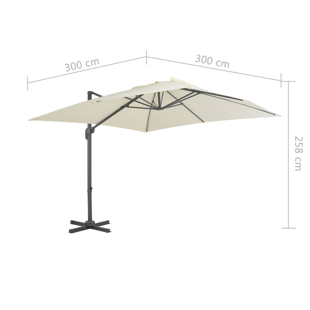 fritstående haveparasol med aluminiumsstang 300x300 cm sand