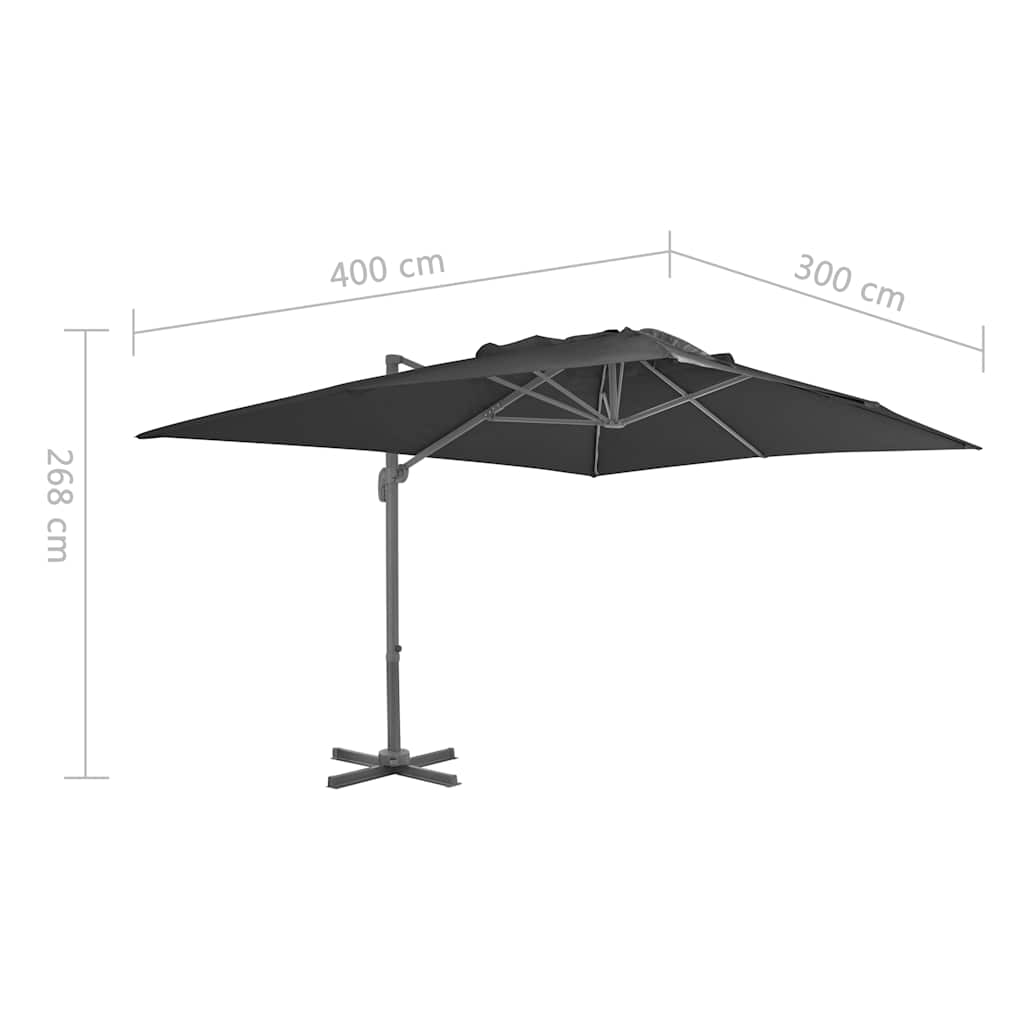 fritstående haveparasol med aluminiumsstang 400x300 cm antracit