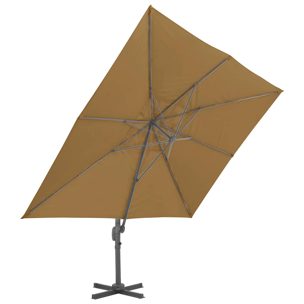 fritstående haveparasol med aluminiumsstang 400x300 cm taupe