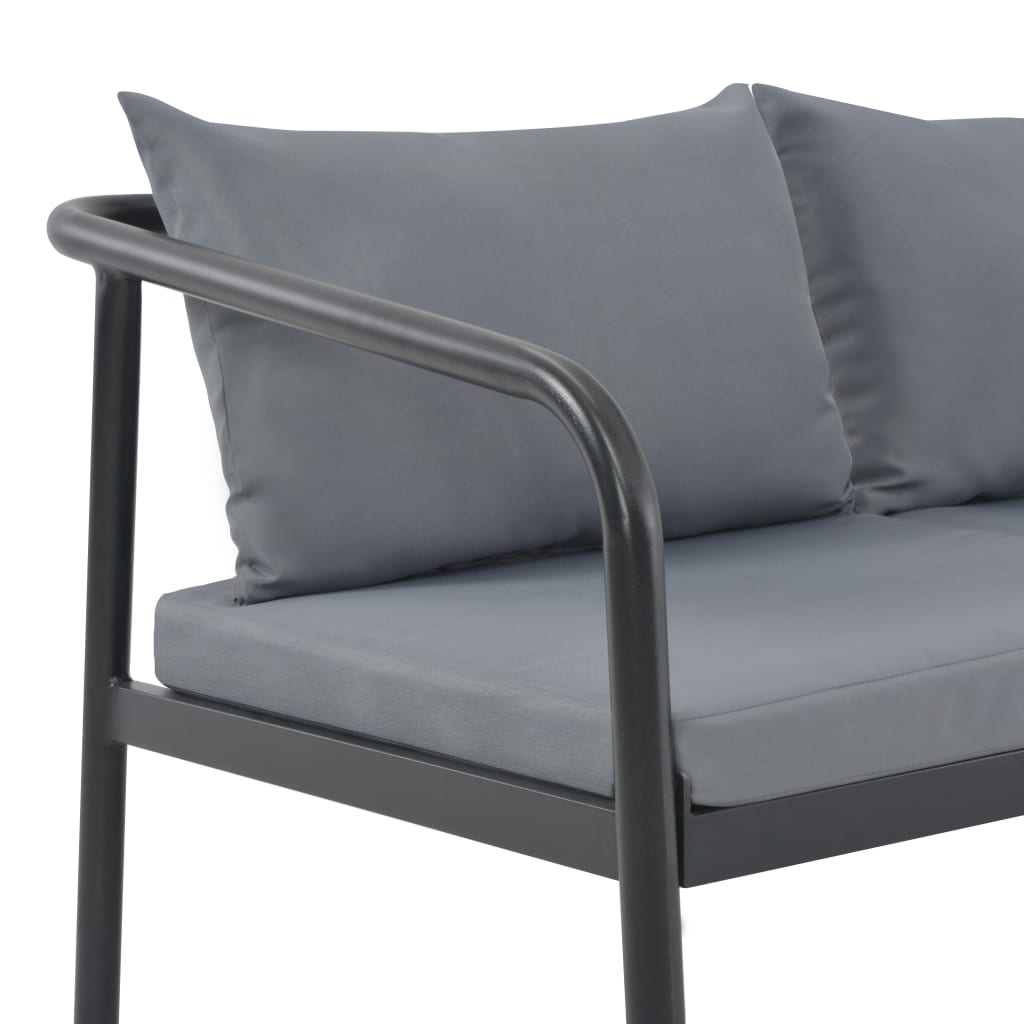 2-personers havesofa med hynder grå aluminium