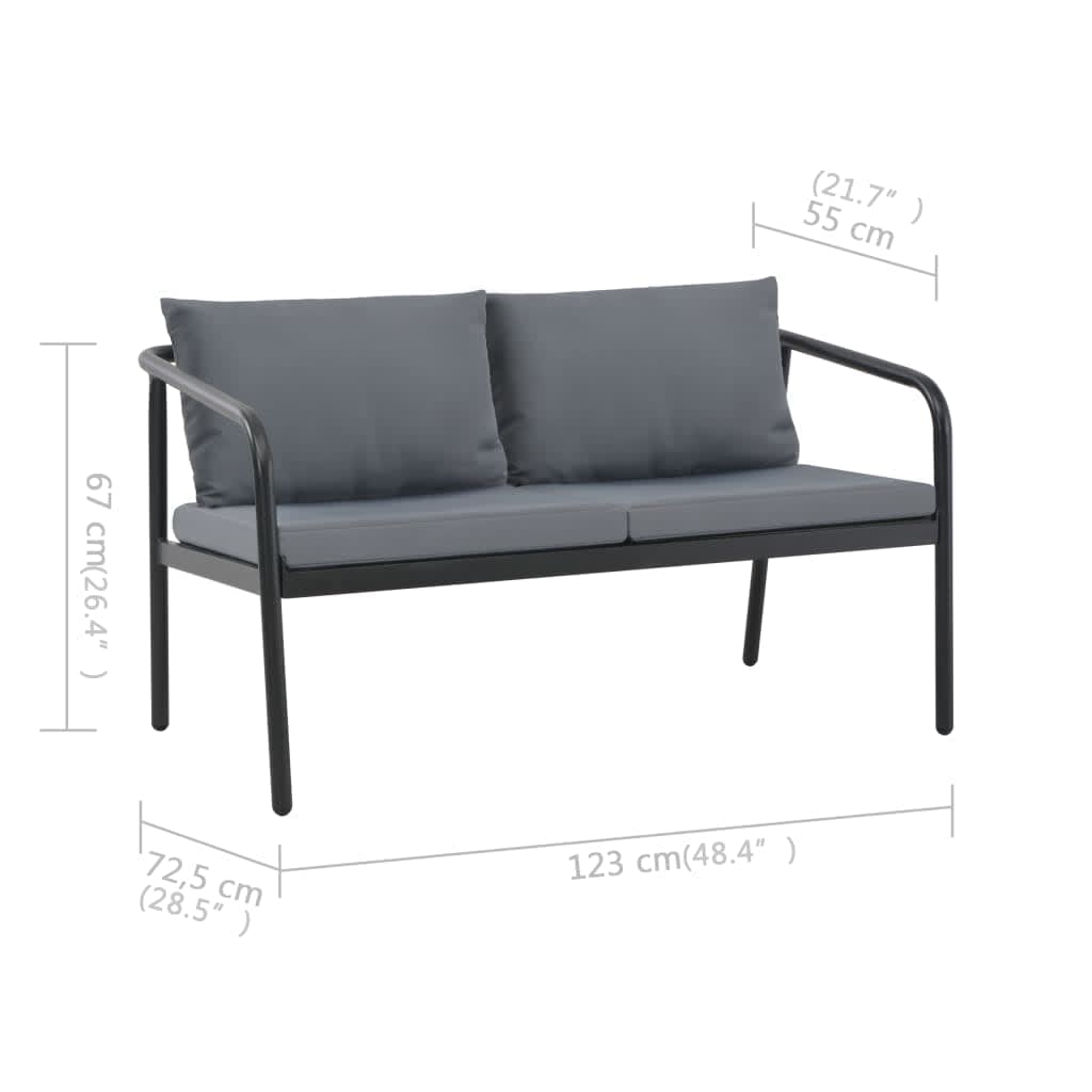 2-personers havesofa med hynder grå aluminium