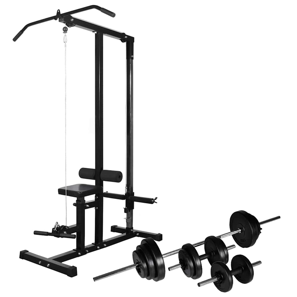 styrketårn med vægtstang- og håndvægtsæt 30,5 kg