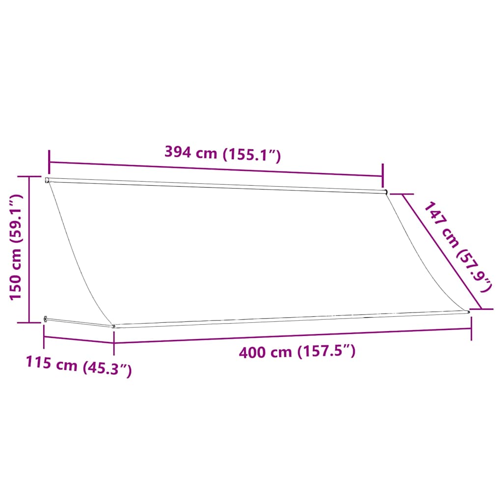 foldemarkise 400 x 150 cm blå og hvid
