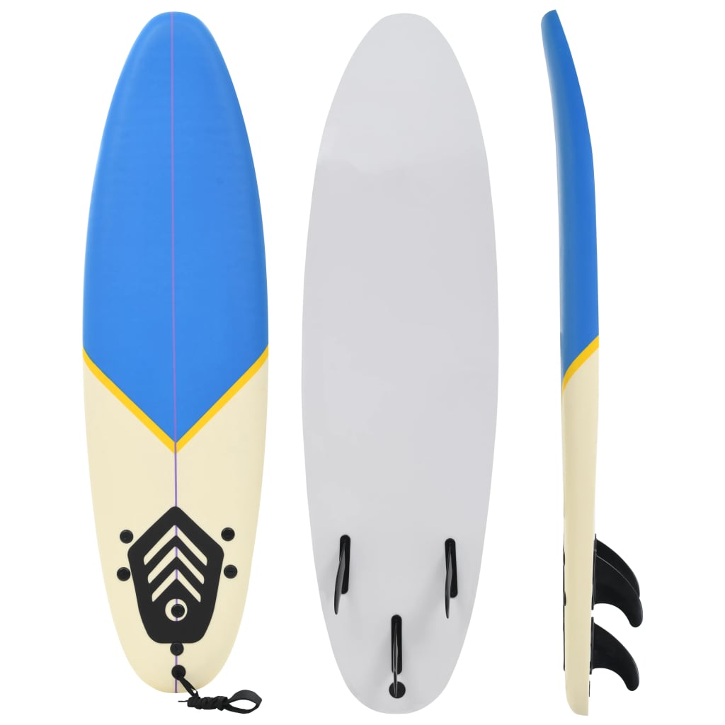 surfboard 170 cm blå og cremefarvet