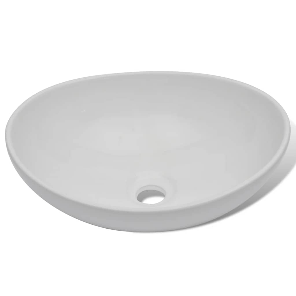 keramisk håndvask 40 x 33 cm oval hvid