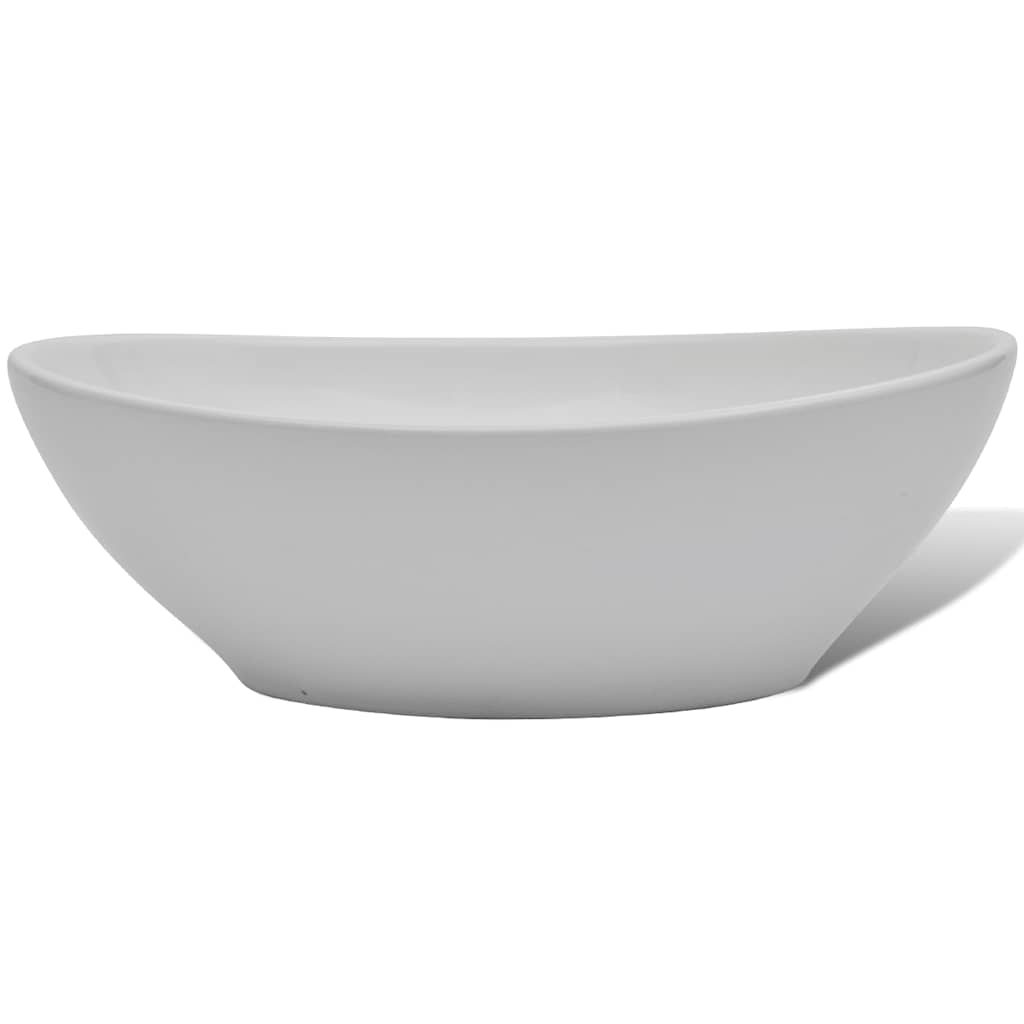 keramisk håndvask 40 x 33 cm oval hvid