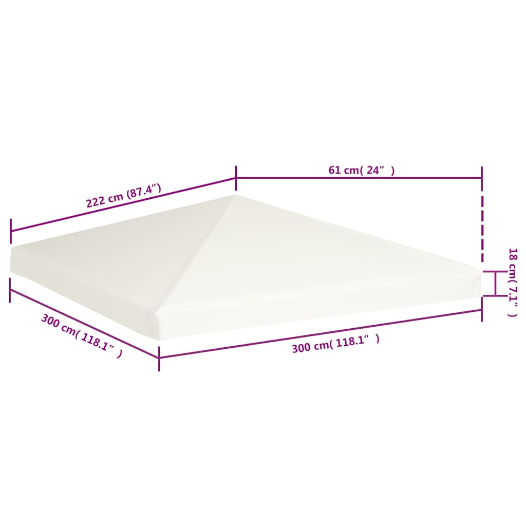 pavillontopdække 310 g/m² 3 x 3 m cremehvid