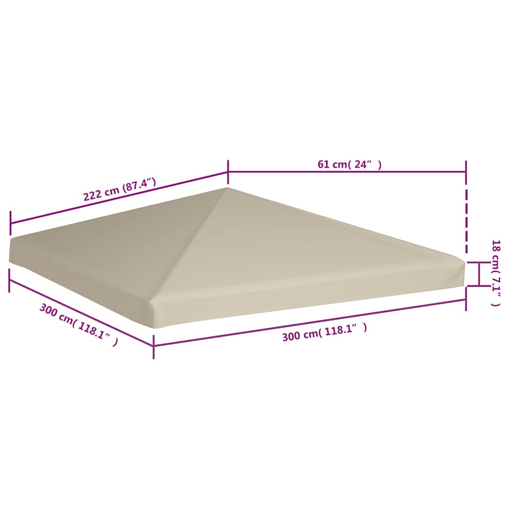 pavillontopdække 310 g/m² 3x3 m beige