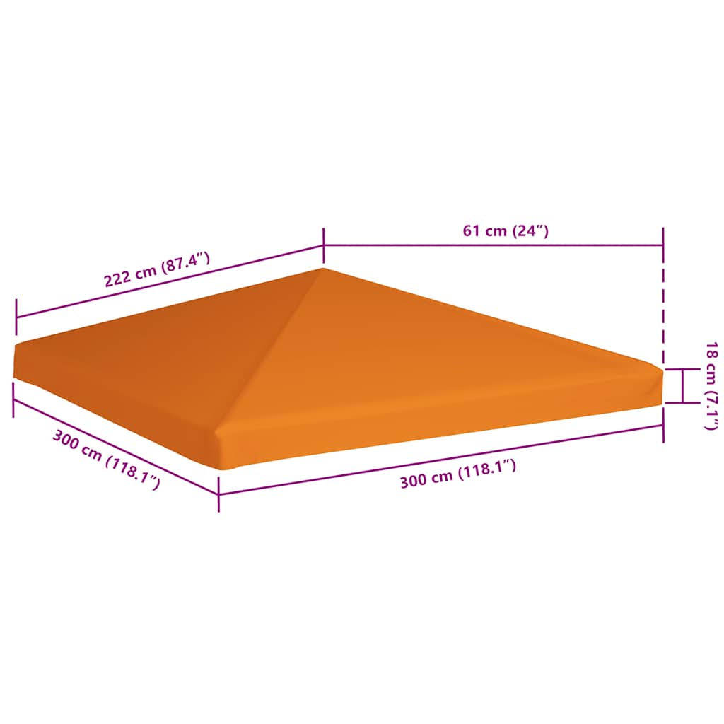pavillontopdække 310 g/m² 3 x 3 m orange