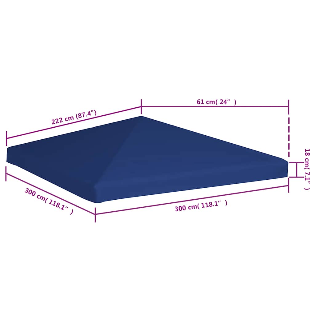 pavillontopdække 310 g/m² 3 x 3 m blå