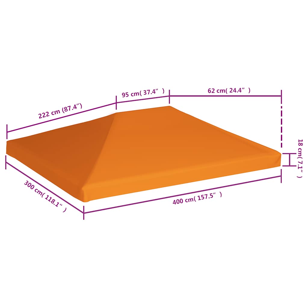 pavillontopdække 310 g/m² 4 x 3 m orange