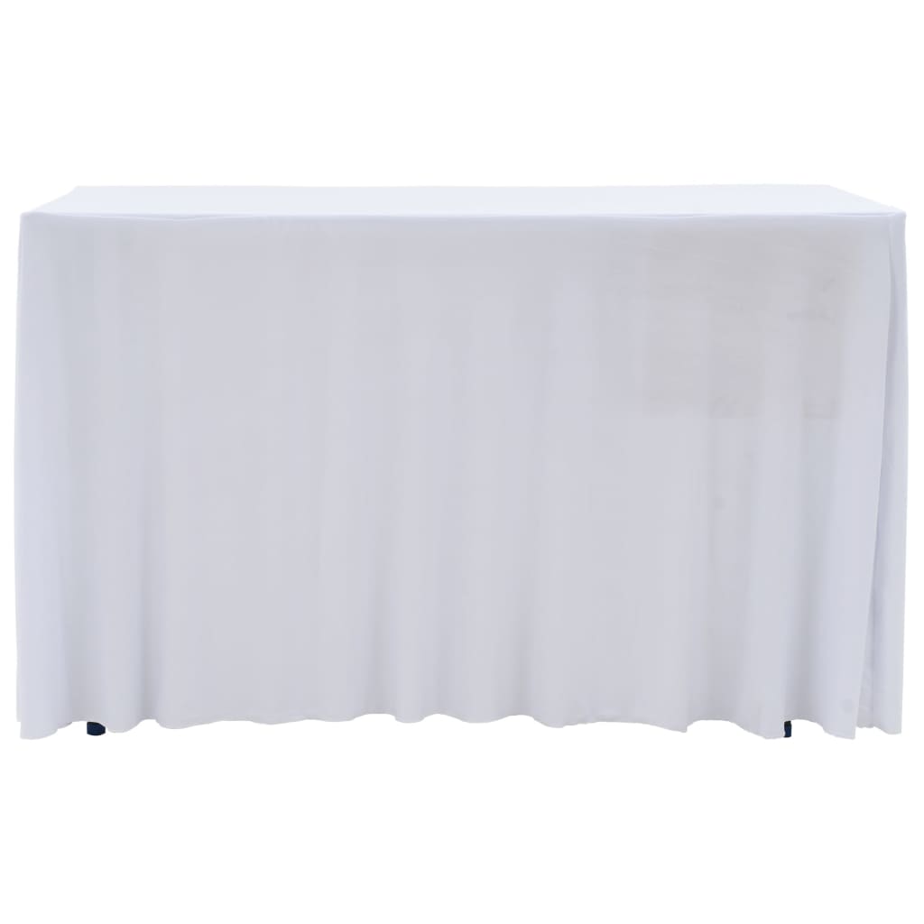 strækbare bordduge med skørt 2 stk. 120 x 60,5 x 74 cm hvid