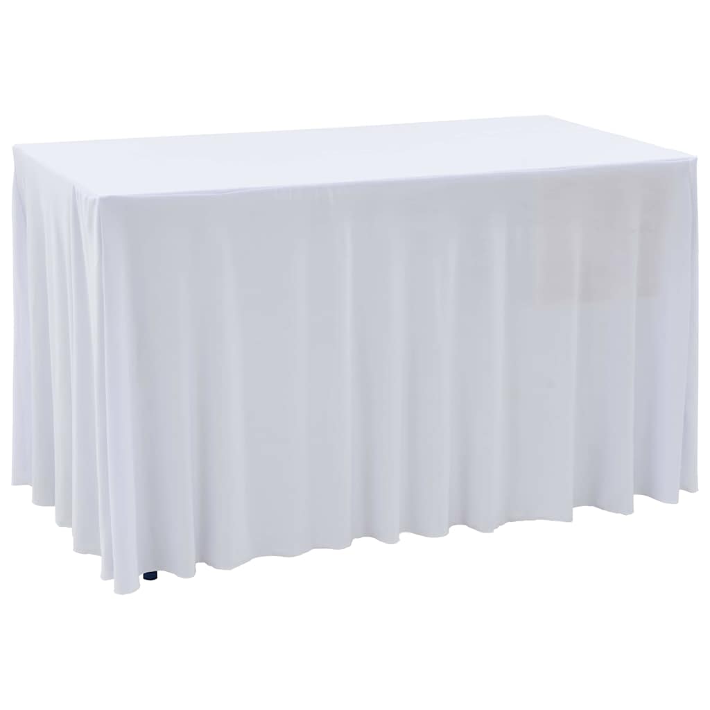 strækbare bordduge med skørt 2 stk. 183 x 76 x 74 cm hvid