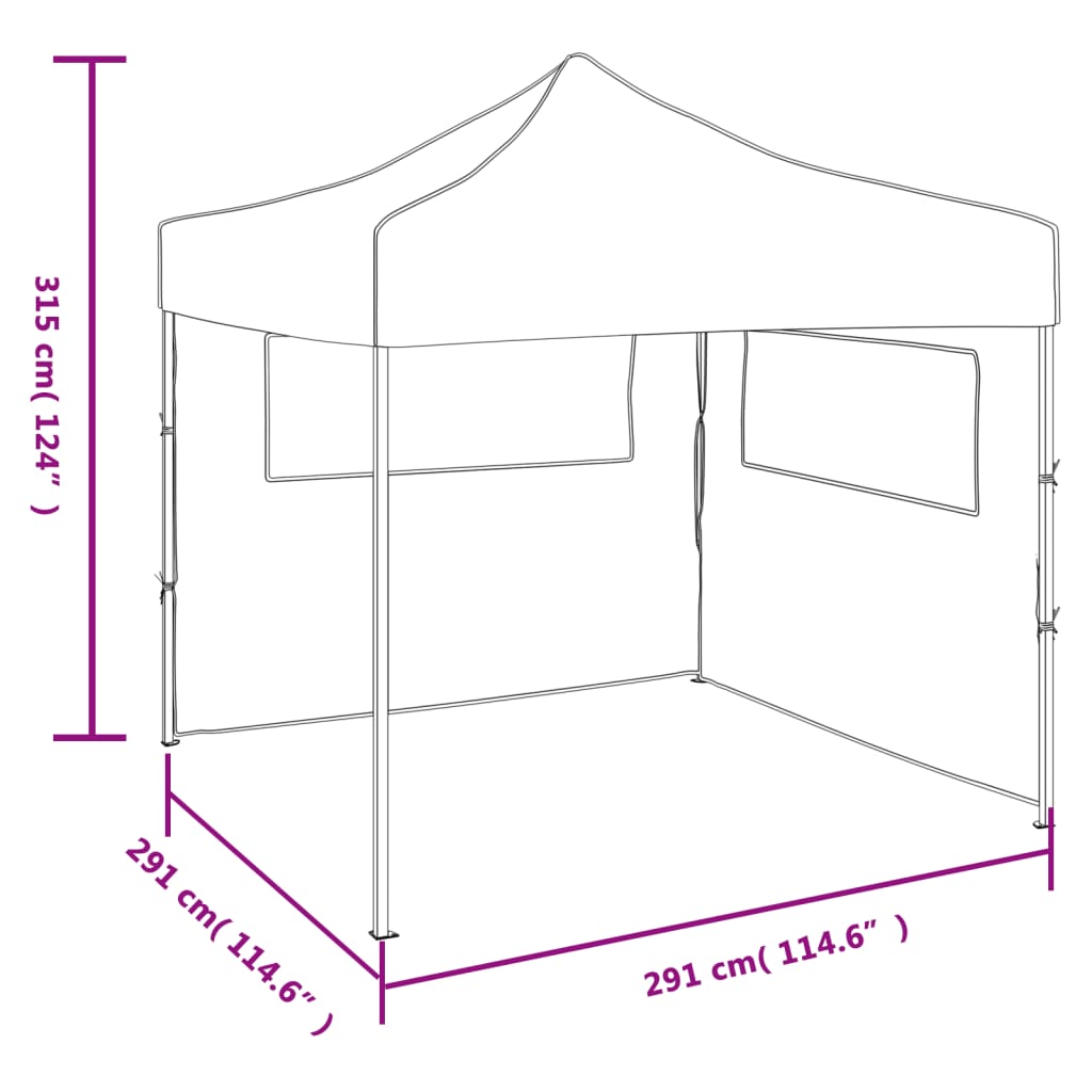 foldbart telt med 2 vægge 291x291x315 cm cremefarvet
