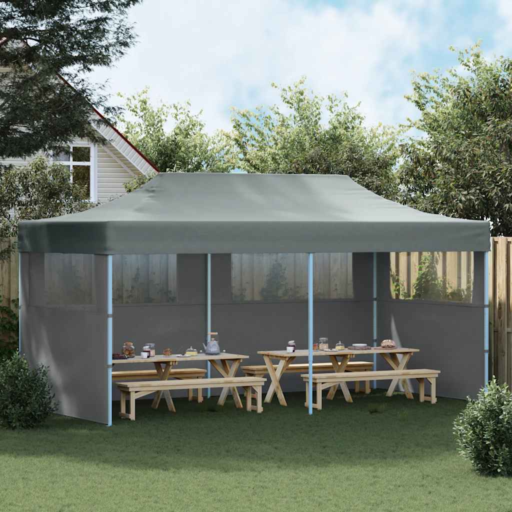 foldbart pop-op-festtelt med sidevægge 3x6 m antracitgrå