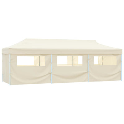 foldbart pop op-festtelt med 8 sidevægge 870x291x315 cm cremefarvet