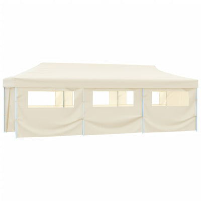 foldbart pop op-festtelt med 8 sidevægge 870x291x315 cm cremefarvet
