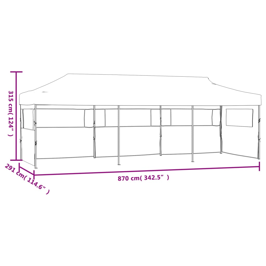 foldbart pop up-festtelt med 5 sidevægge 3 x 9 m blå