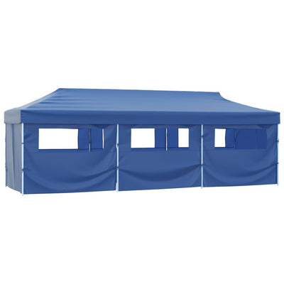 foldbart pop up-festtelt med 8 sidevægge 870x291x315 cm blå
