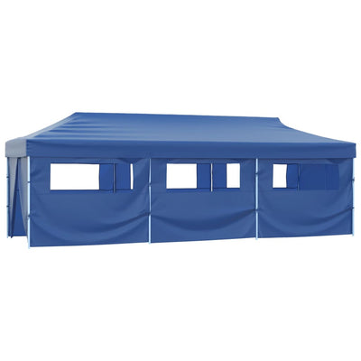 foldbart pop up-festtelt med 8 sidevægge 870x291x315 cm blå