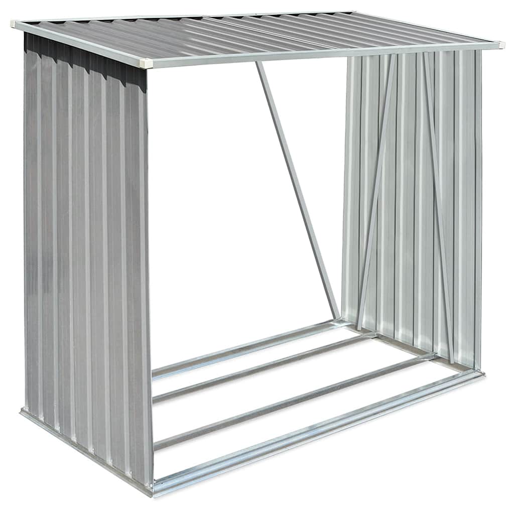brændeskur til haven galvaniseret stål 163 x 83 x 154 cm grå