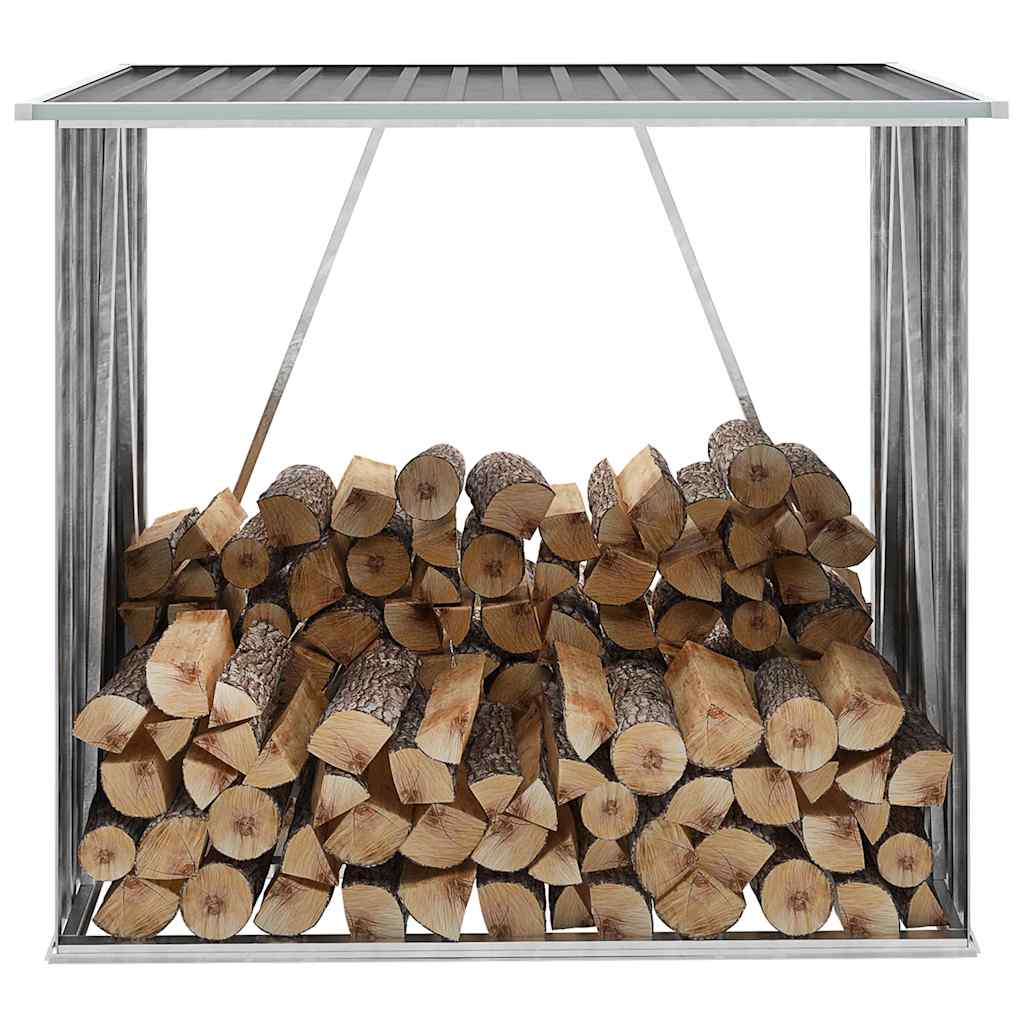 brændeskur til haven galvaniseret stål 163 x 83 x 154 cm grå
