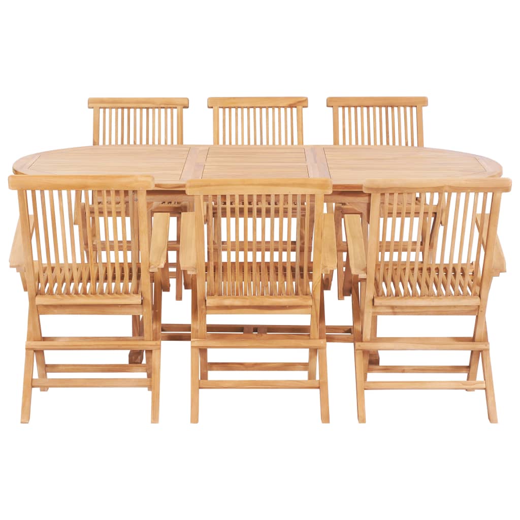 udendørs spisebordssæt 7 dele 150-200x100x75 cm  massivt teak
