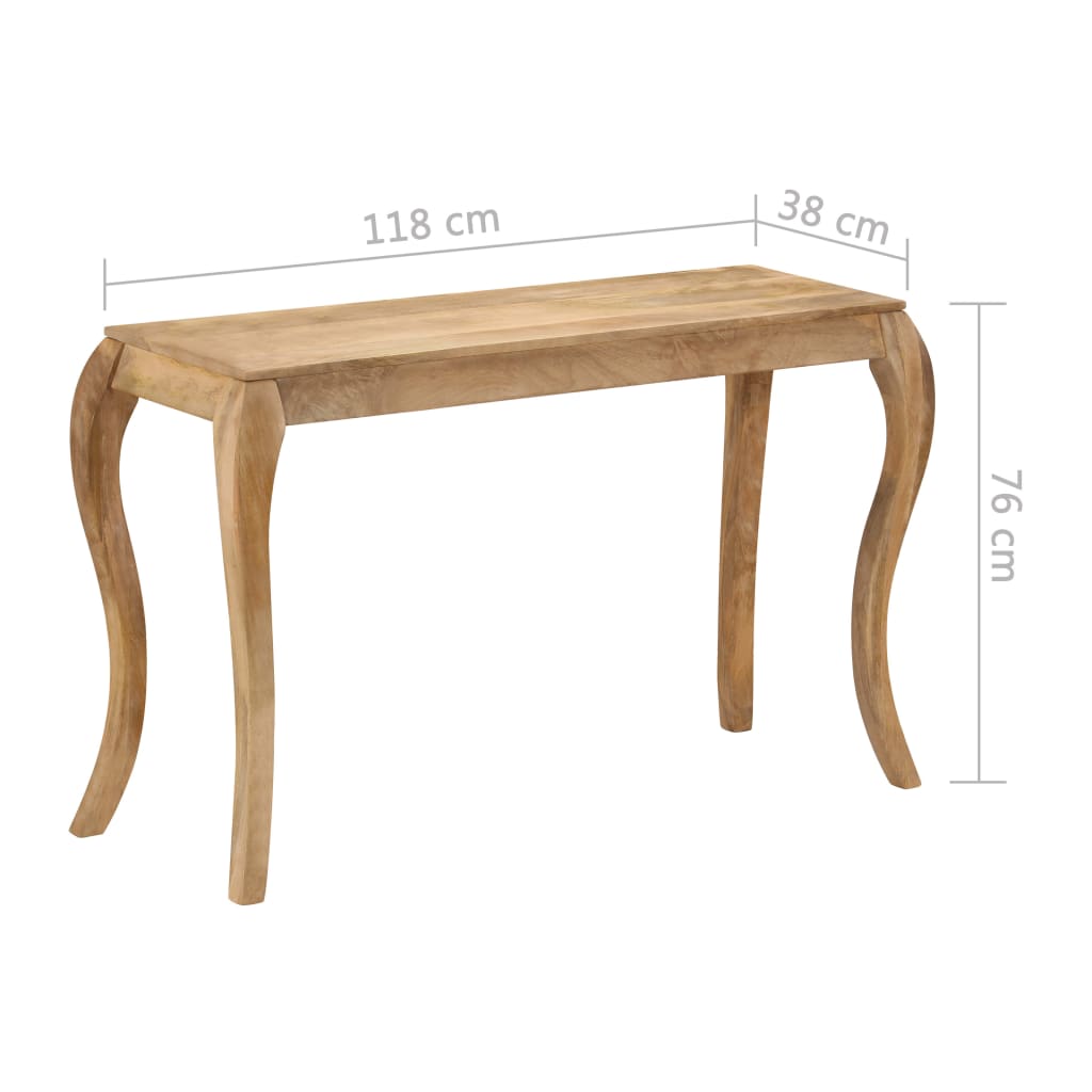 konsolbord massivt mangotræ 118 x 38 x 76 cm