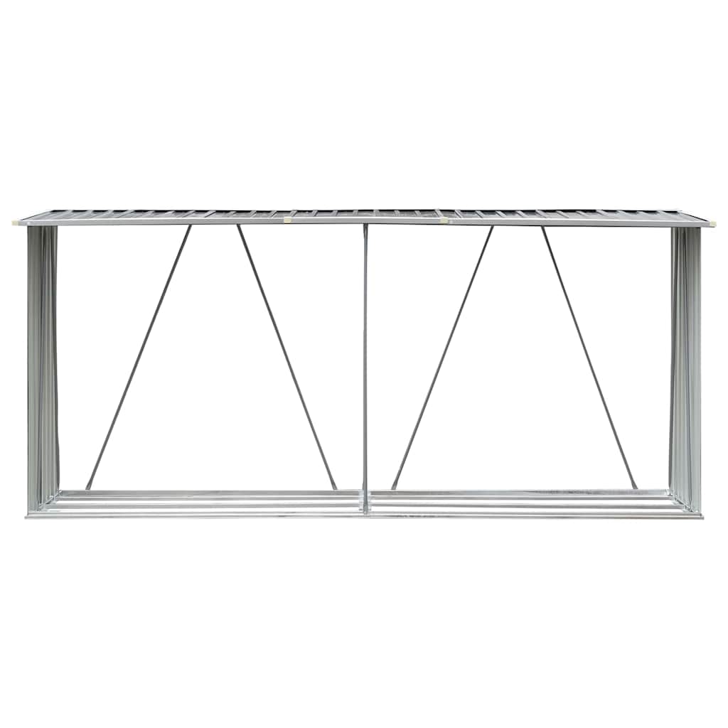 brændeskur til haven galvaniseret stål 330x84x152 cm grå