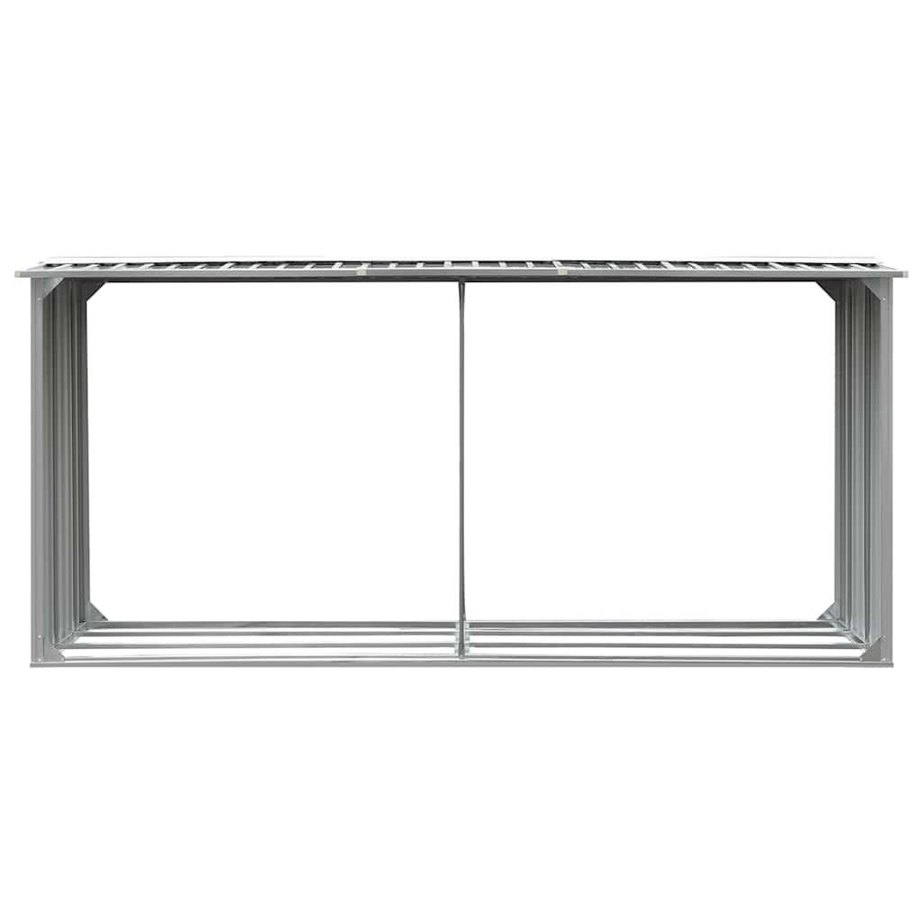 brændeskur til haven galvaniseret stål 330 x 92 x 153 cm grå