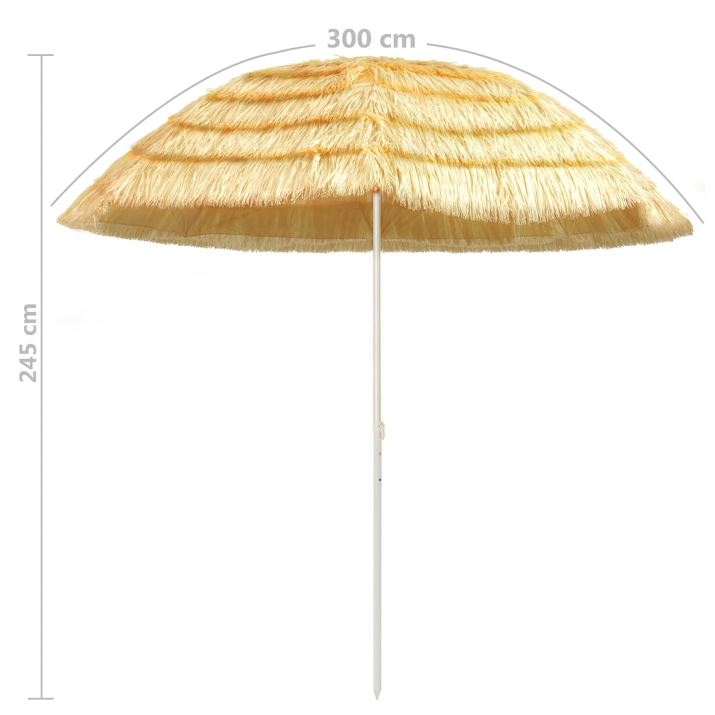 strandparasol Hawaii-stil 300 cm naturfarvet