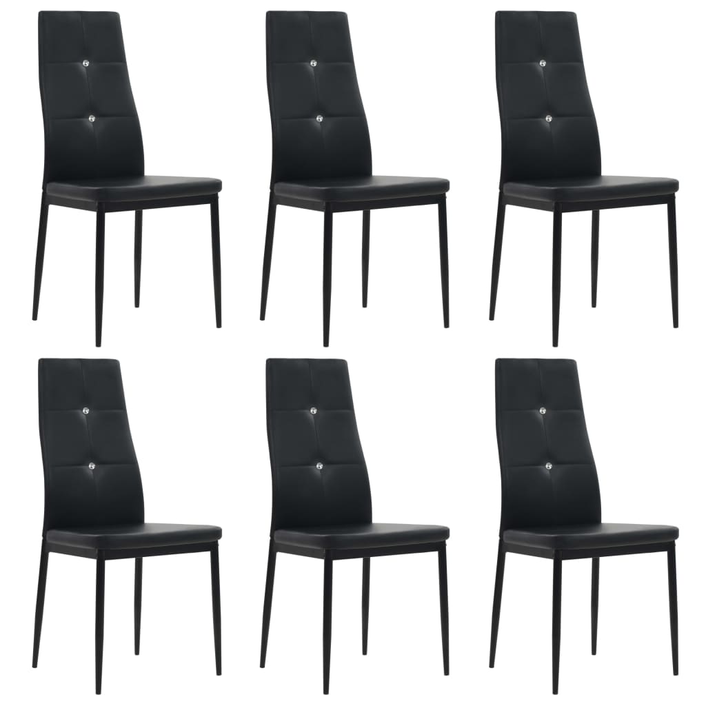 spisebordsstole 6 stk. kunstlæder sort