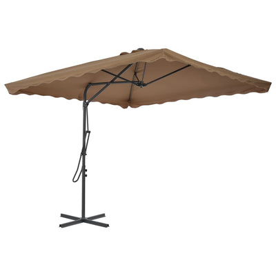 parasol 250x250 cm stålstang gråbrun
