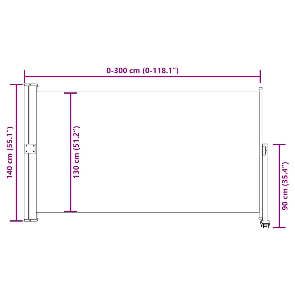 sammenrullelig sidemarkise til terrassen 140x300 cm grå