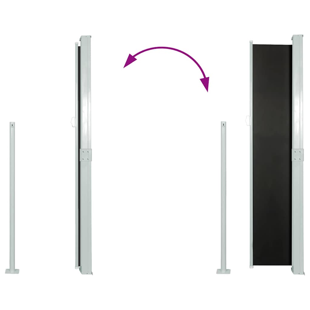 sammenrullelig sidemarkise 140x314 cm sort