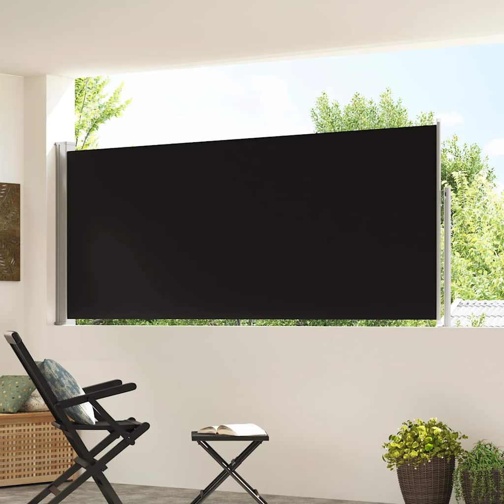 sammenrullelig sidemarkise 117x314 cm sort