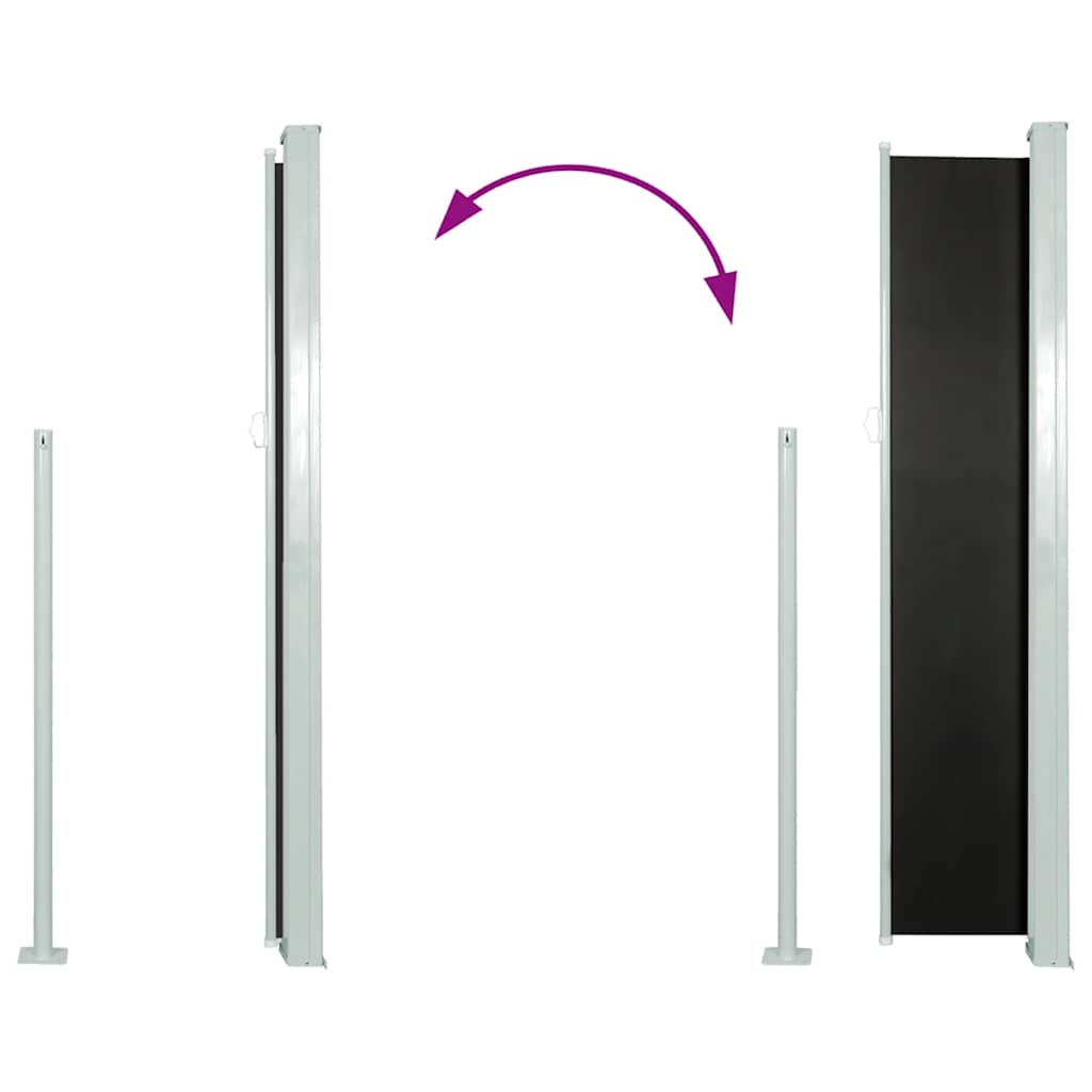 sammenrullelig sidemarkise 117x314 cm sort