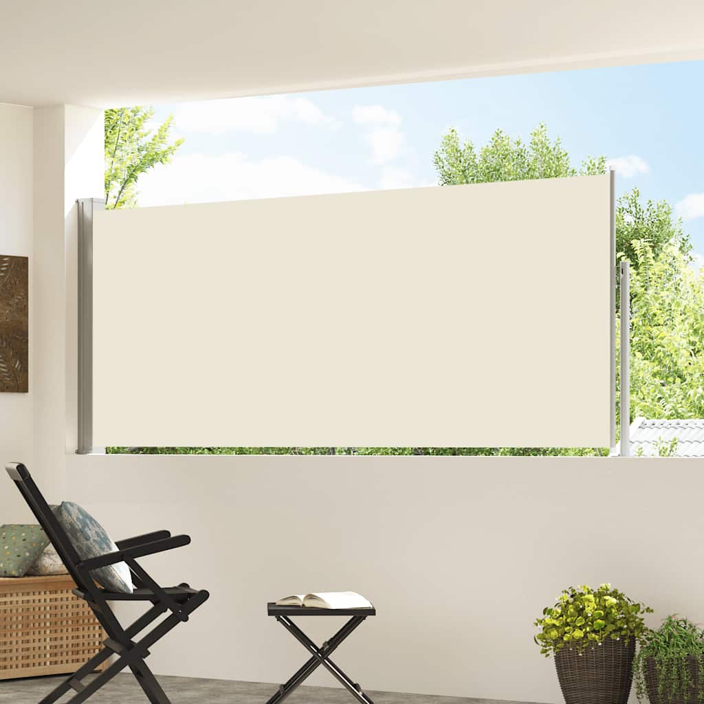 sammenrullelig sidemarkise 117x314 cm cremefarvet