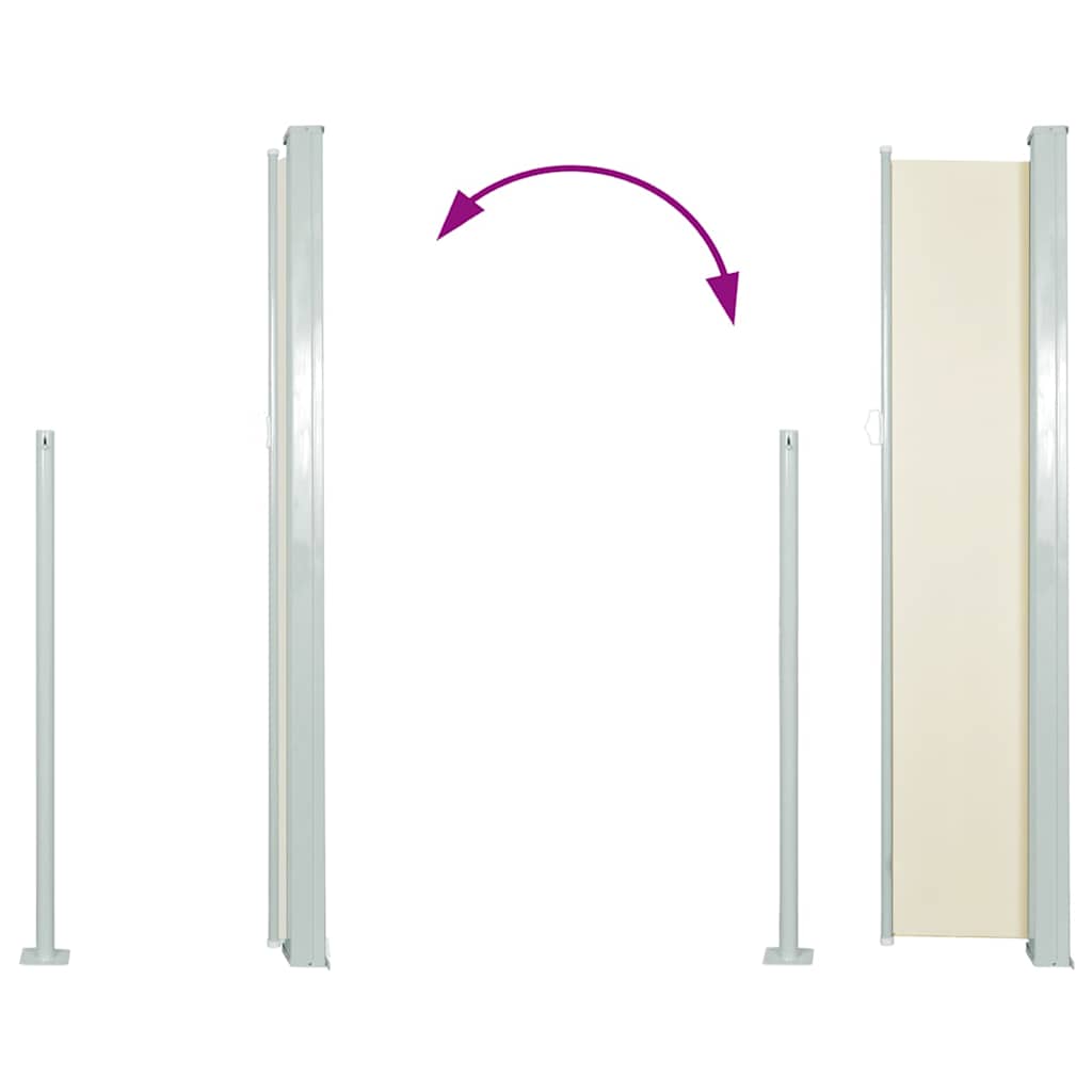 sammenrullelig sidemarkise 117x314 cm cremefarvet