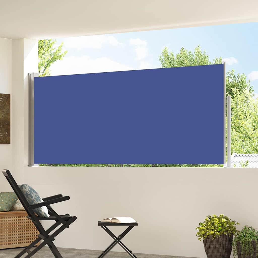 sammenrullelig sidemarkise 117x314 cm blå