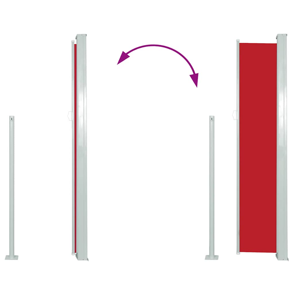 sammenrullelig sidemarkise 117x314 cm rød