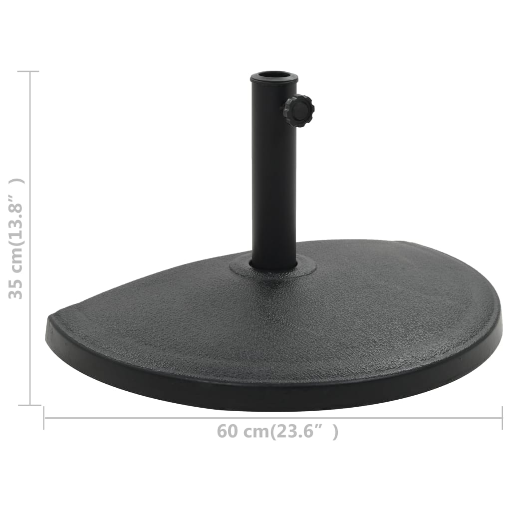 parasolfod halvrund polyresin 15 kg sort