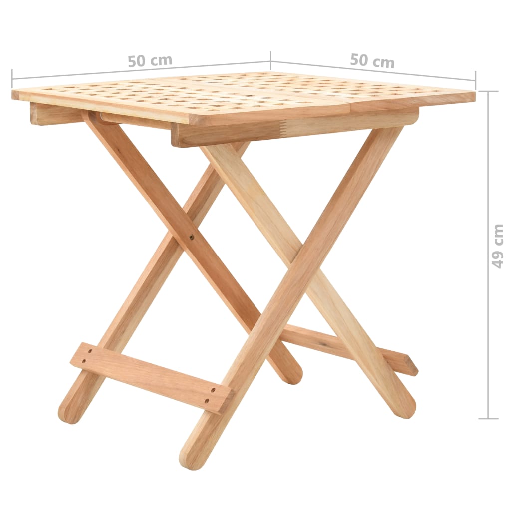foldbart sidebord massivt valnøddetræ 50 x 50 x 49 cm